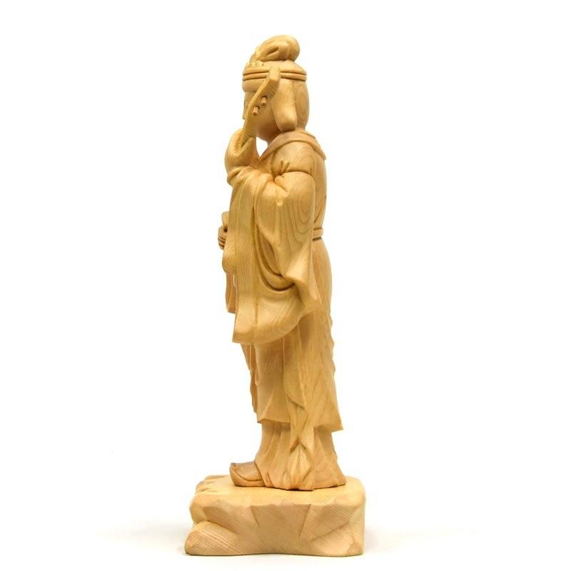 木彫り仏像 【弁財天(弁才天)】桧木(ヒノキ)立像 立5.0寸 木彫り仏像 【弁財天(弁才天)】桧木(ヒノキ)立像 立5.0寸