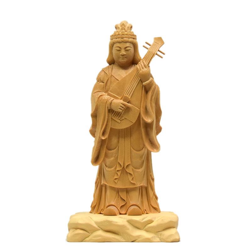 木彫り仏像 【弁財天(弁才天)】桧木(ヒノキ)立像 上彫 立5.0 木彫り仏像 【弁財天(弁才天)】桧木(ヒノキ)立像 上彫 立5.0