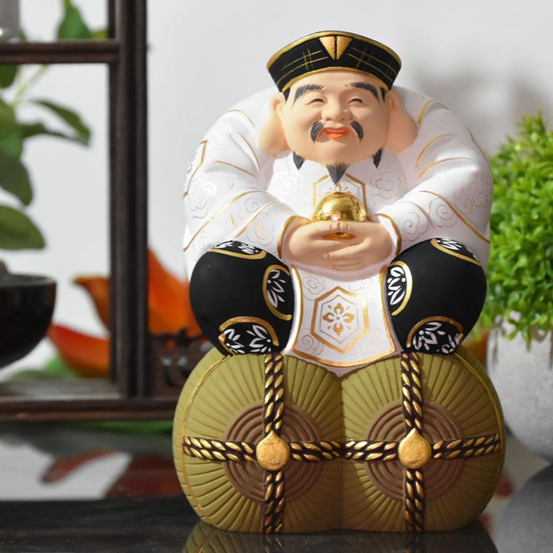 開運招福-木彫り 仏像 【宝珠大黒天（大国主神）】 桧木 坐2.5寸 極