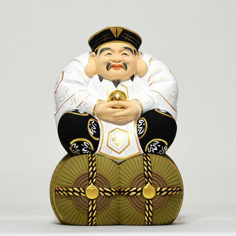 素晴らしい木彫　大黒様　大國主尊 開運招福-木彫り 仏像 【宝珠大黒天（大国主神）】 桧木 坐2.5寸 極