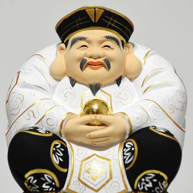 開運招福-木彫り 仏像 【宝珠大黒天（大国主神）】 桧木 坐2.5寸 極