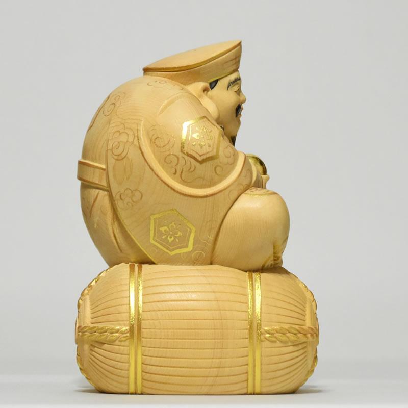 開運招福-木彫り 仏像 【宝珠大黒天（大国主神）】 桧木 坐2.5寸 金泥