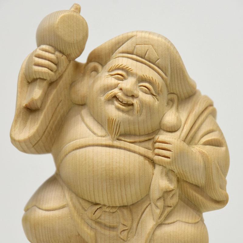 木彫り仏像 商売繁盛・開運 【招福大黒天】 桧木（ヒノキ） 高さ15cm