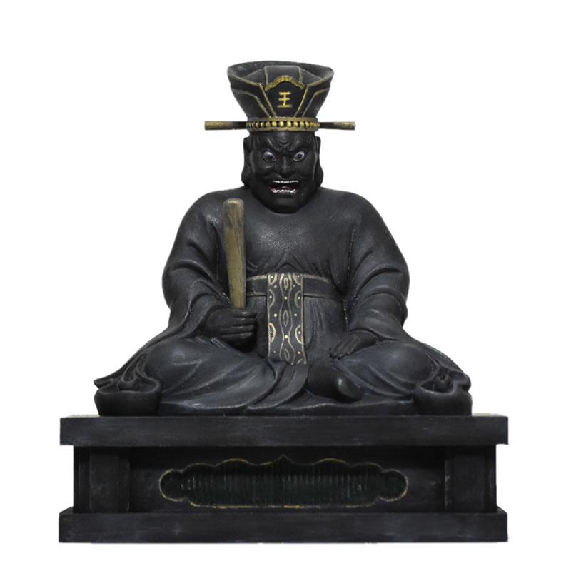 木彫り 仏像 【閻魔大王】 桧木 坐2.5寸 古色 総高約13cm : 海宇 木彫り 仏像 【閻魔大王】 桧木 坐2.5寸 古色 総高約13cm : 海宇