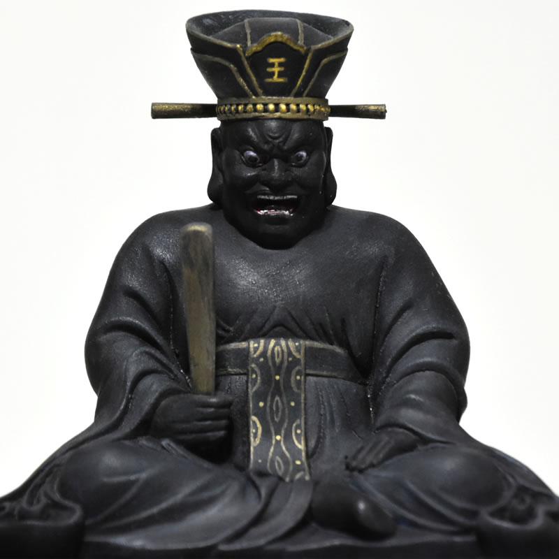 木彫り 仏像 【閻魔大王】 桧木 坐2.5寸 古色 総高約13cm : 海宇 木彫り 仏像 【閻魔大王】 桧木 坐2.5寸 古色 総高約13cm : 海宇