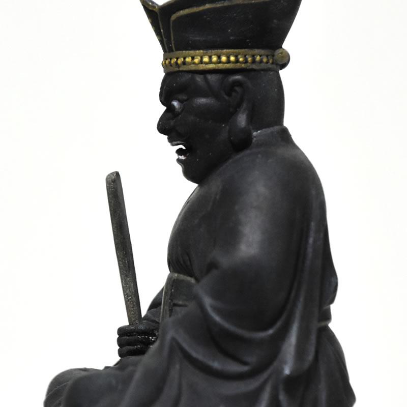 木彫り 仏像 【閻魔大王】 桧木 坐2.5寸 古色 総高約13cm : 海宇 木彫り 仏像 【閻魔大王】 桧木 坐2.5寸 古色 総高約13cm : 海宇