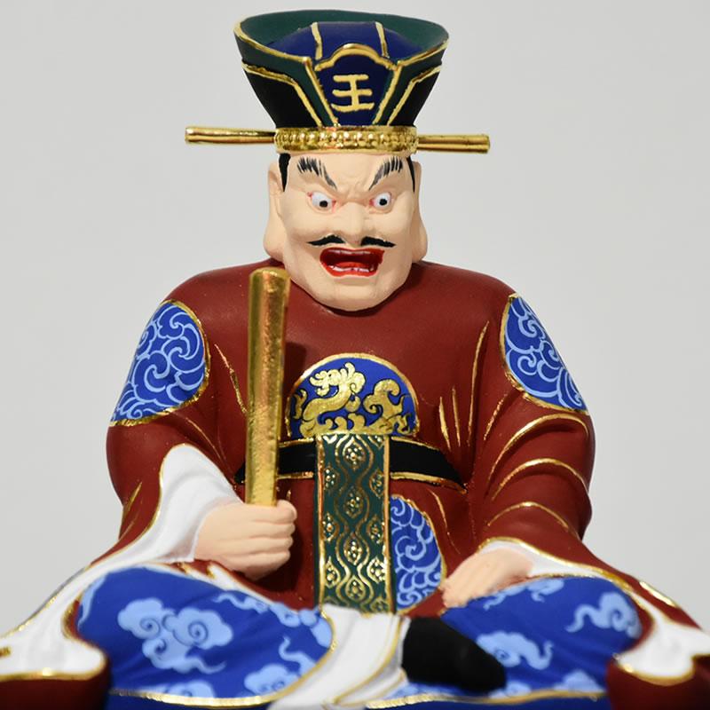 木彫り 仏像 【閻魔大王】 桧木 坐2.5寸 極彩色 総高約13cm : 海 木彫り 仏像 【閻魔大王】 桧木 坐2.5寸 極彩色 総高約13cm : 海