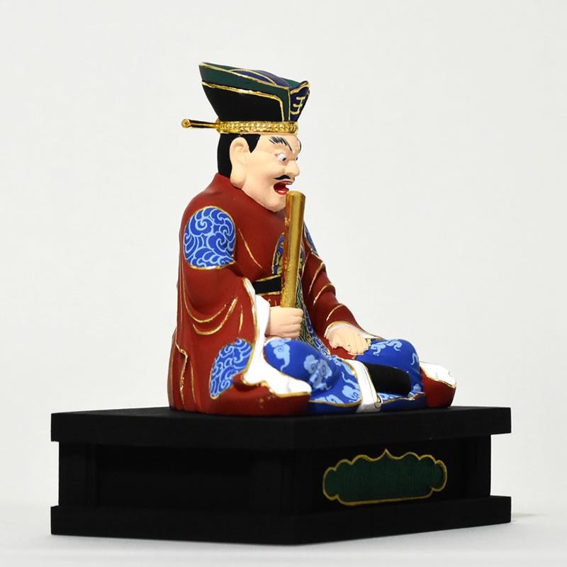 木彫り 仏像 【閻魔大王】 桧木 坐2.5寸 極彩色 総高約13cm : 海宇工芸