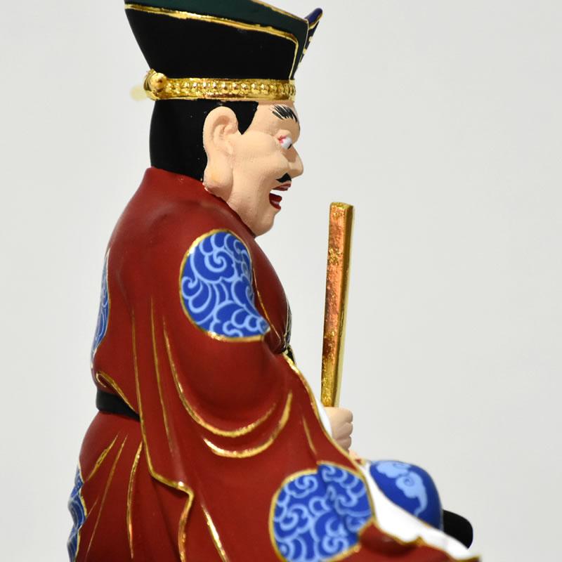 木彫り 仏像 【閻魔大王】 桧木 坐2.5寸 極彩色 総高約13cm : 海宇工芸