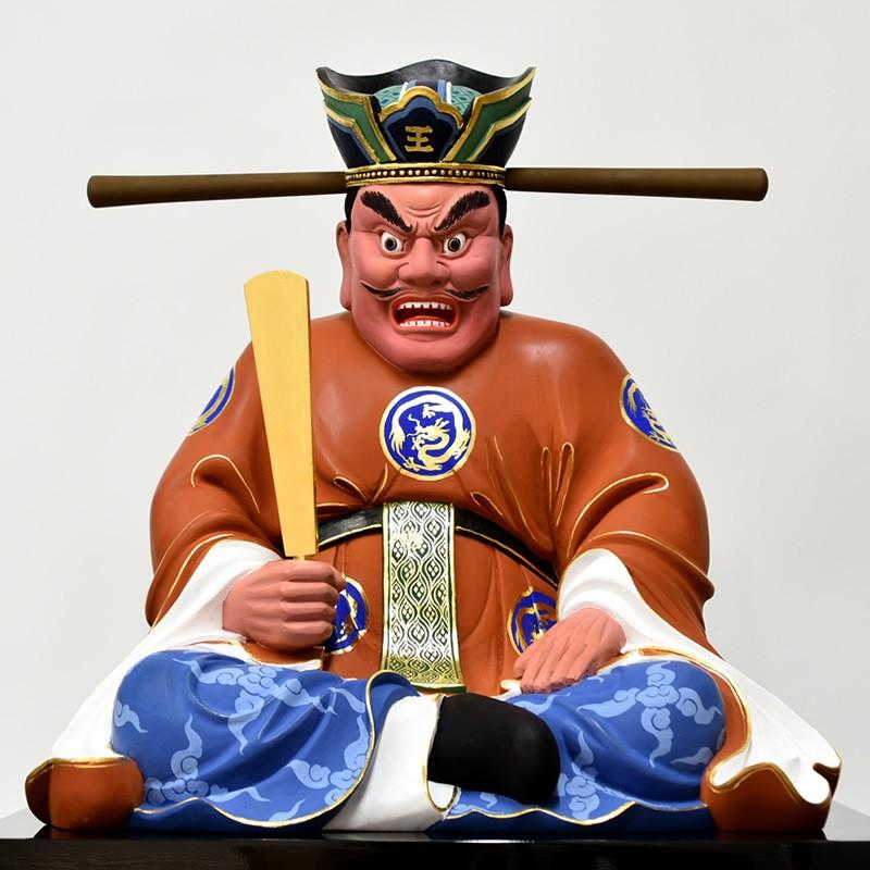 木彫り仏像 【閻魔大王坐像】 坐1.0尺 総高58cm 椴松（トドマツ） 極