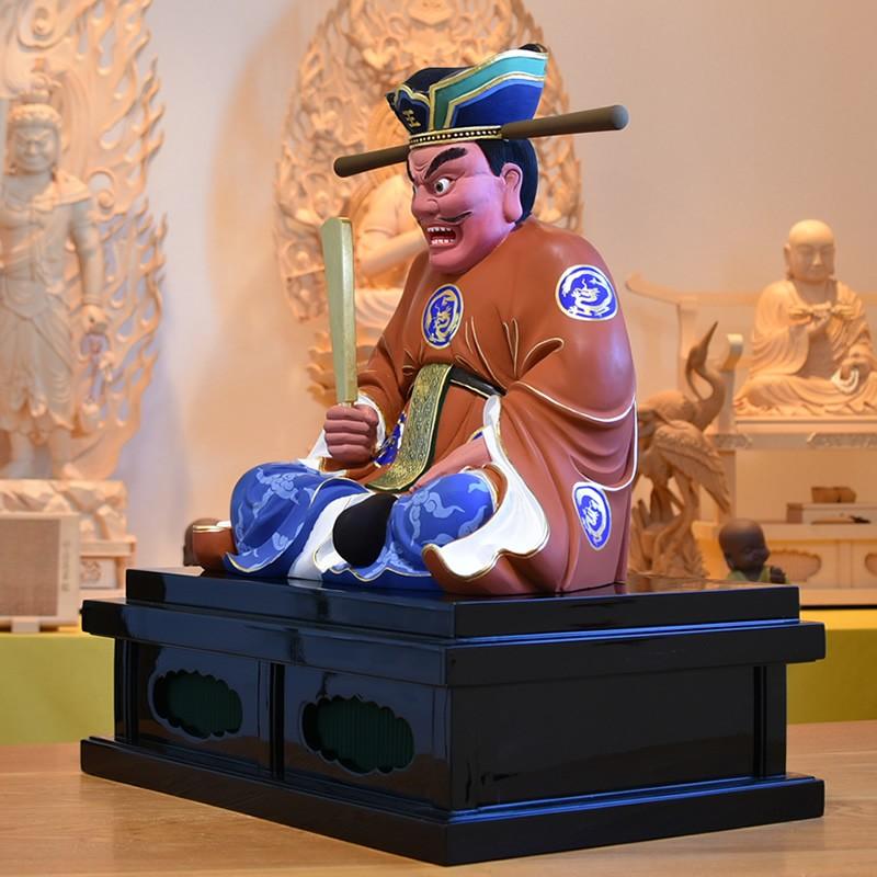 木彫り仏像 【閻魔大王坐像】 坐1.0尺 総高58cm 椴松（トドマツ） 極