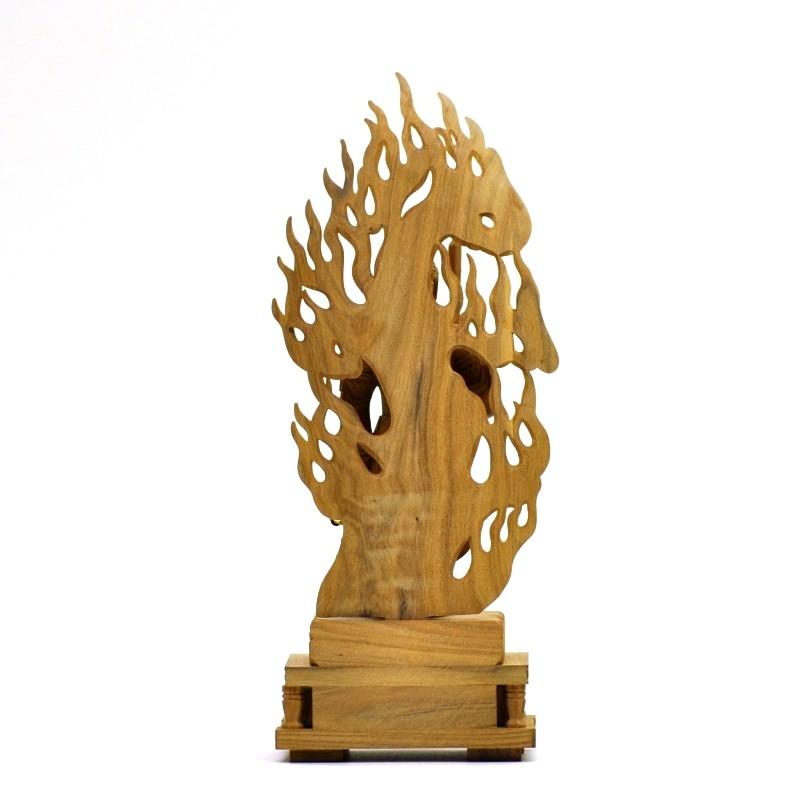 木彫り仏像 【不動明王】 白檀 火炎光背四角台 立3.0寸 総高19cm 木彫り仏像 【不動明王】 白檀 火炎光背四角台 立3.0寸 総高19cm