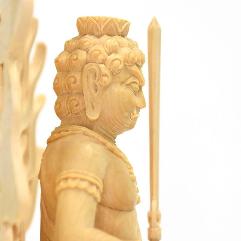 木彫り仏像　【不動明王立像】　桧木　火炎光背四角台　立5.0寸　お守り本尊　干支　酉年（とり） 【薬師如来坐像】 真言宗脇仏