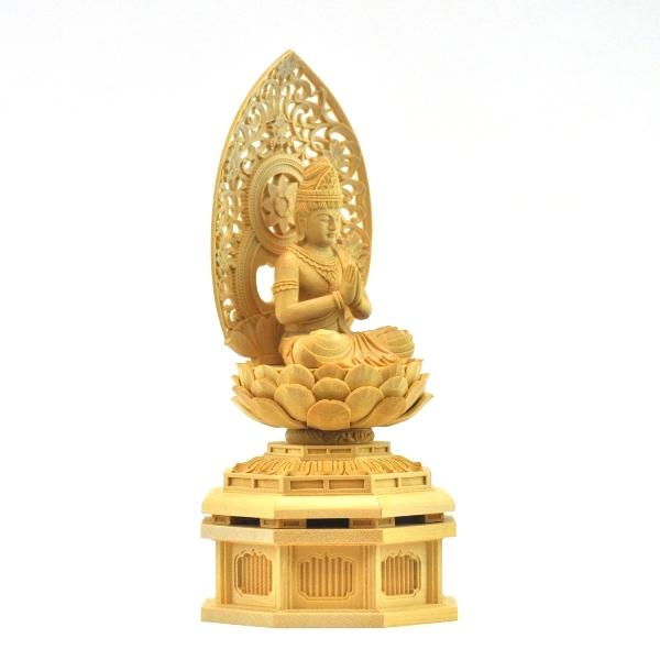 木彫り 午年 上原工芸 木彫り仏像 干支お守り本尊-午年 【勢至菩薩】 桧木 坐2.0寸 : 海宇
