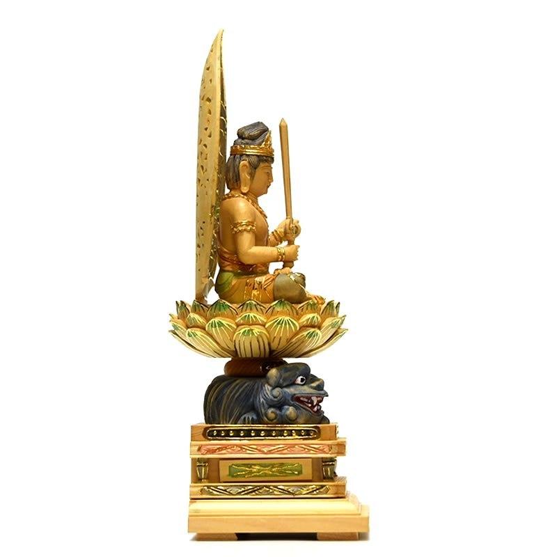 木彫り仏像 桧木 干支お守り本尊−卯年 【文殊菩薩】 淡彩切金 : 海宇