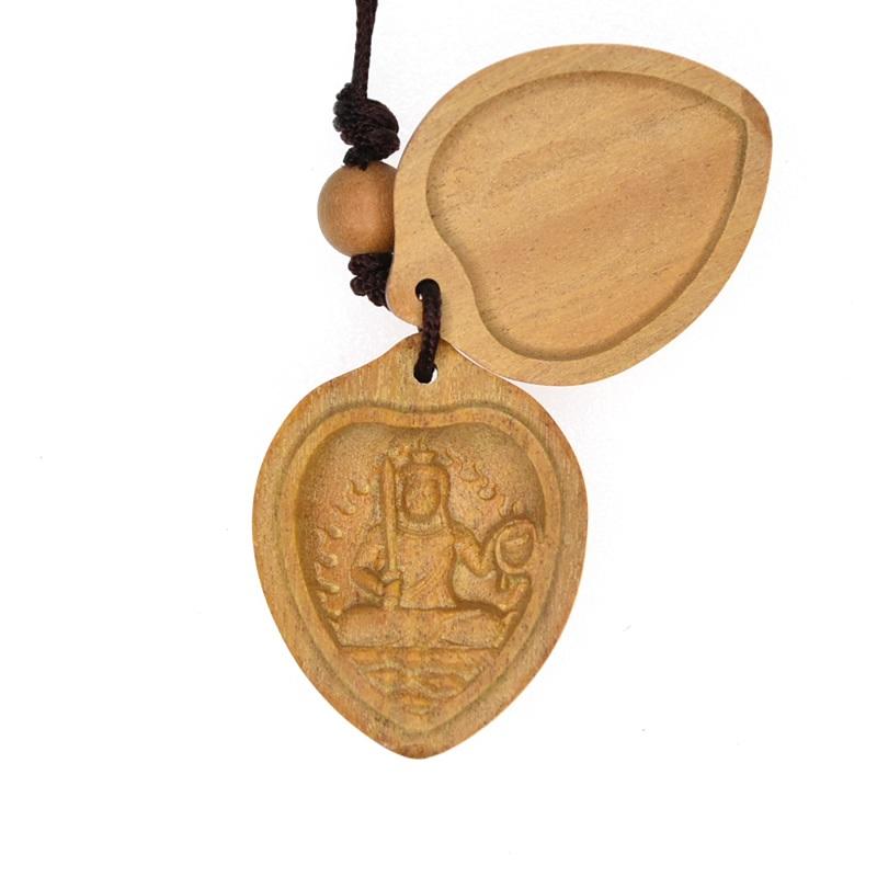 木彫り仏像 干支 お守り 本尊 白檀ハート型 ミニ香合仏 ※専用紙箱付き