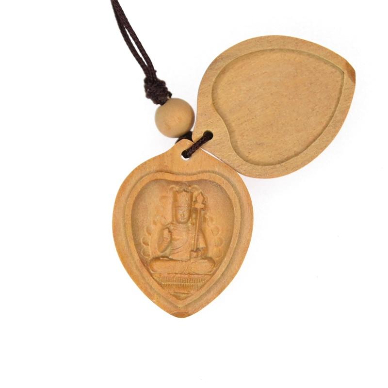 木彫り仏像 干支 お守り 本尊 白檀ハート型 ミニ香合仏 ※専用紙箱付き
