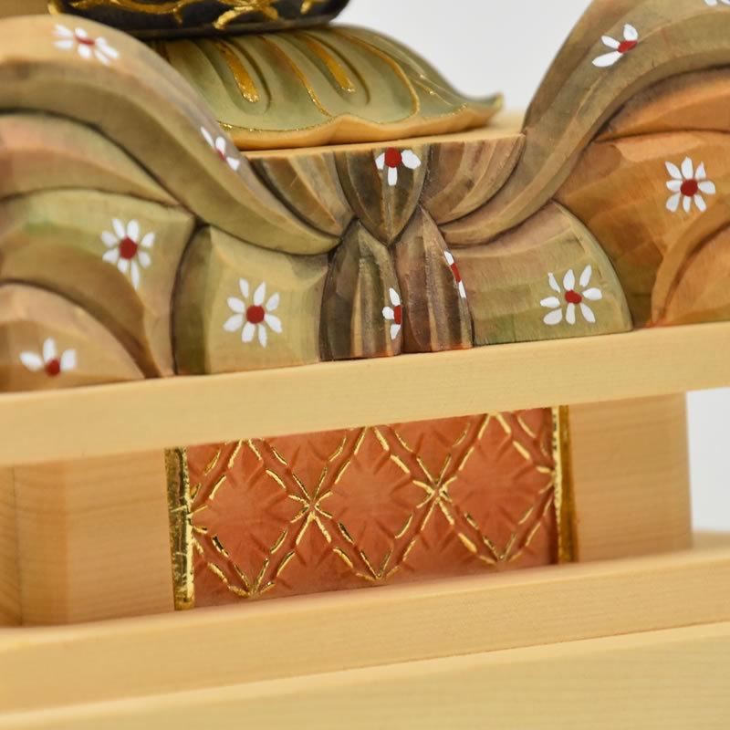 木彫り仏像 【宇賀八臂弁財天（弁才天）】 桧木 坐2.5寸 淡彩色