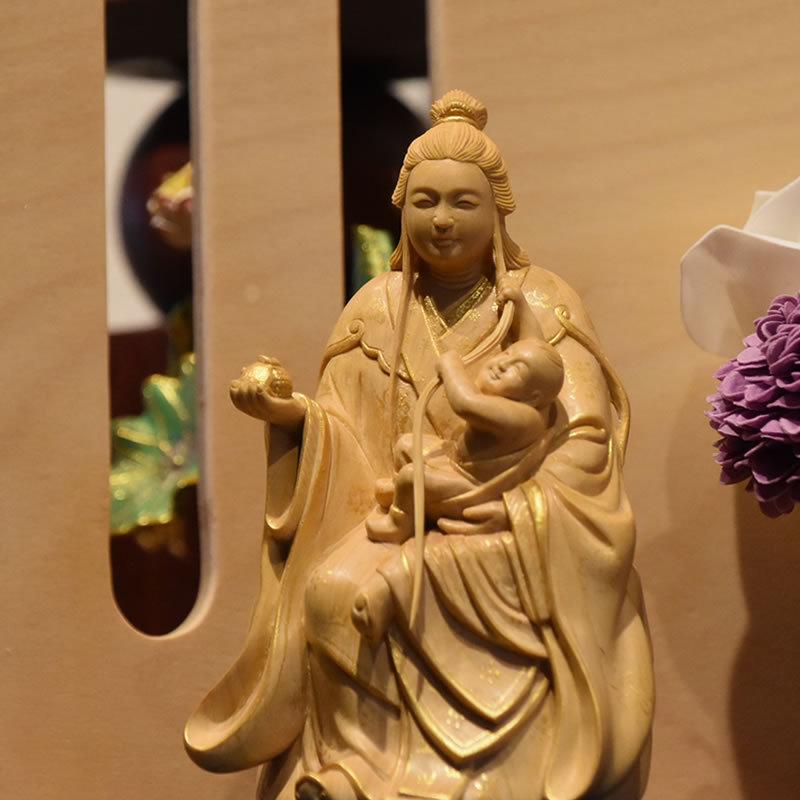 木彫り仏像 園城寺形【訶梨帝母(鬼子母神)倚像】 柘植金泥仕様 木彫り仏像 園城寺形【訶梨帝母(鬼子母神)倚像】 柘植金泥仕様