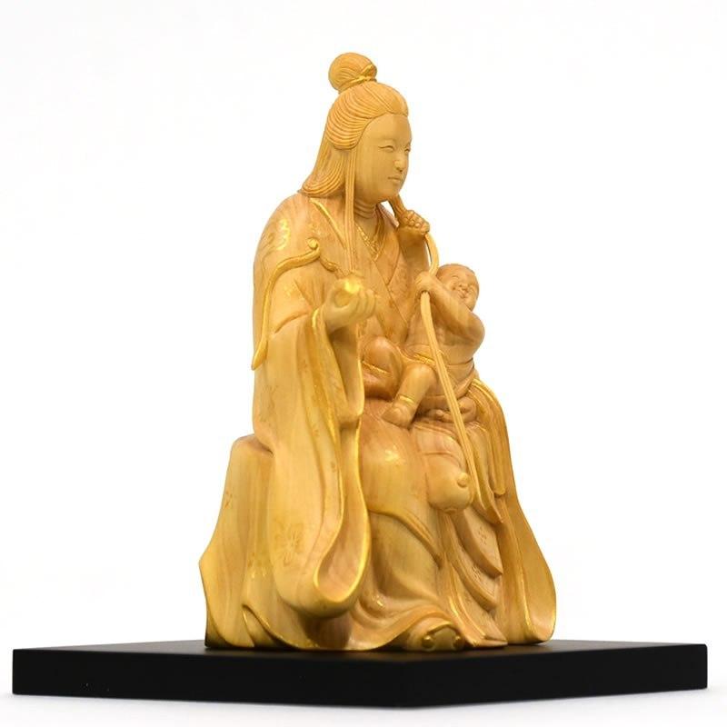 木彫り仏像 園城寺形【訶梨帝母(鬼子母神)倚像】 柘植金泥仕様 木彫り仏像 園城寺形【訶梨帝母(鬼子母神)倚像】 柘植金泥仕様