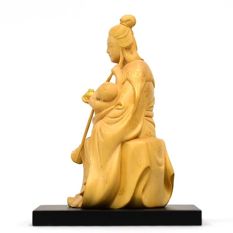 木彫り仏像 園城寺形【訶梨帝母(鬼子母神)倚像】 柘植金泥仕様 木彫り仏像 園城寺形【訶梨帝母(鬼子母神)倚像】 柘植金泥仕様