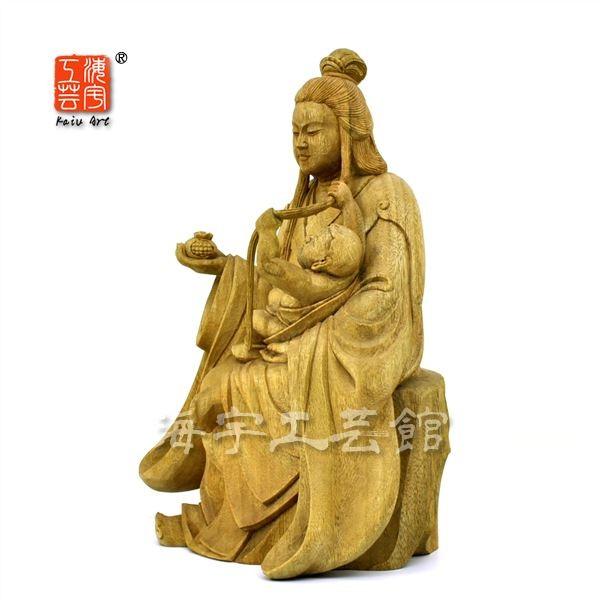 木彫り仏像 ☆楠木園城寺形訶梨帝母(鬼子母神)倚像 高約24cm 木彫り仏像 ☆楠木園城寺形訶梨帝母(鬼子母神)倚像 高約24cm
