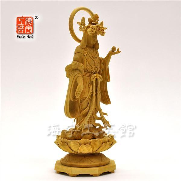 ☆木彫り仏像 【浄瑠璃寺形吉祥天立像】 柘植 総高20cm : 海宇工芸館