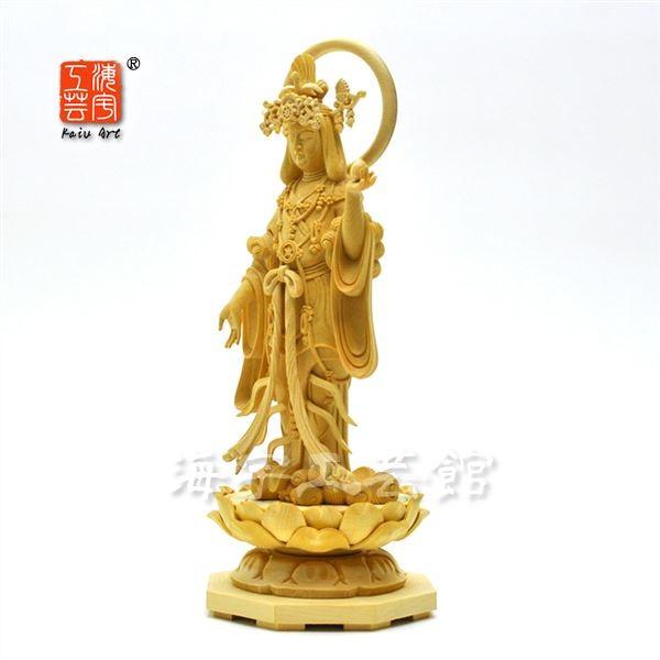 ☆木彫り仏像 【浄瑠璃寺形吉祥天立像】 桧木 総高29cm : 海宇工芸館
