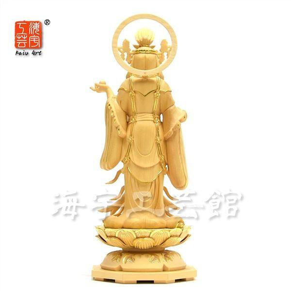 模造作品　木彫り仏像　浄瑠璃寺形【吉祥天立像】　桧木　切金　総高29cm 【錫杖】