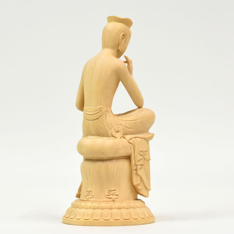 木彫仏像 広隆寺形【弥勒菩薩半跏思惟像】 桧木 総高20cm : 海宇