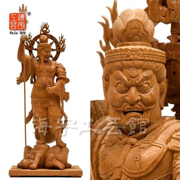 新作　総ケヤキ材　仏教工芸品　木彫仏像　最高級品　仏師手仕上げ品　大元帥明王立像 珍品 総ケヤキ材 仏教工芸品 木彫仏像 最高級品 仏師手仕上げ品