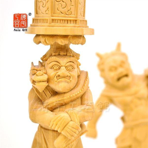 模倣作品 興福寺形【天燈鬼・龍燈鬼立像】 柘植18cm 木彫仏像