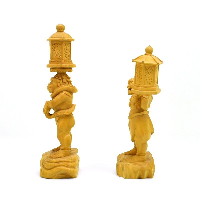 模倣作品 興福寺形【天燈鬼・龍燈鬼立像】 柘植18cm 木彫仏像