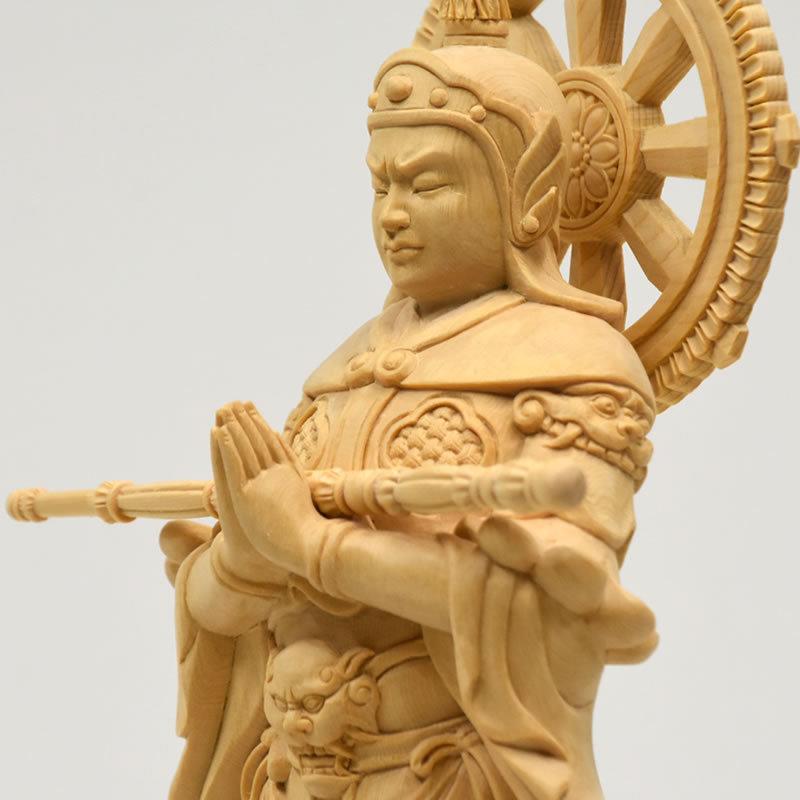 木彫り仏像 【韋駄天立像】(イダテン) 桧木 総丈32.5cm 天神 木彫り仏像 【韋駄天立像】(イダテン) 桧木 総丈32.5cm 天神