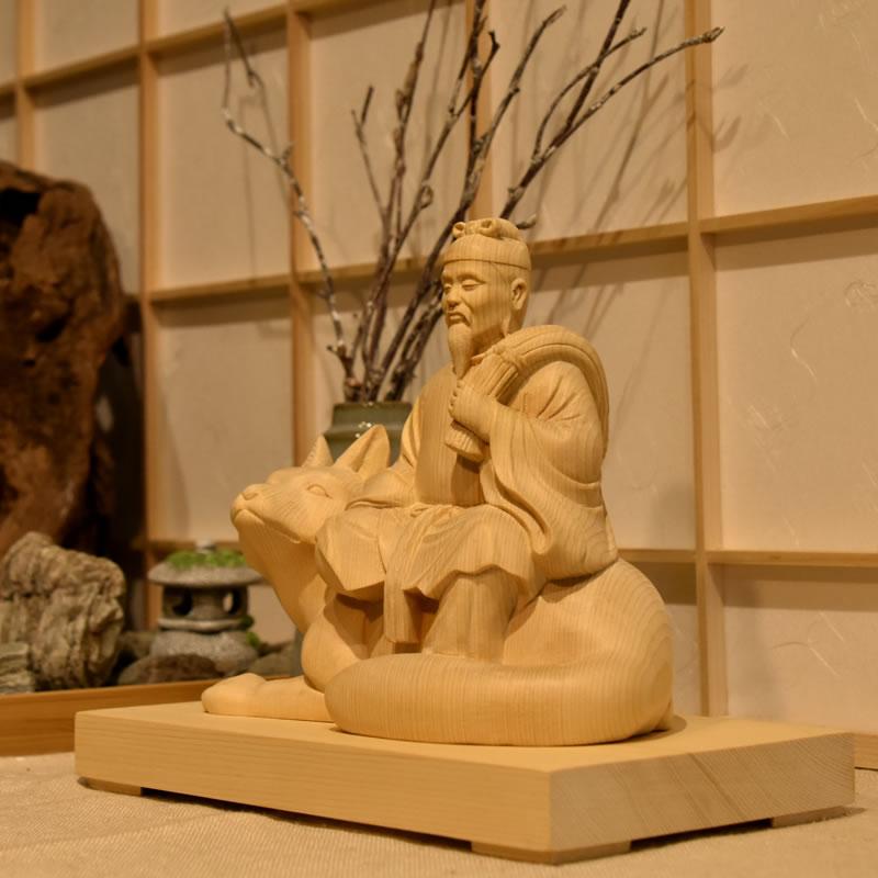 木彫り神像 桧木【稲荷神】 「宇迦之御魂神(うかのみたまかみ 木彫り神像 桧木【稲荷神】 「宇迦之御魂神(うかのみたまかみ