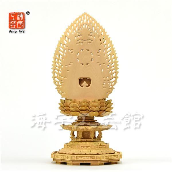 木彫り仏像 【地蔵菩薩】 柘植 八角台飛天光背 坐2.5寸 総高26cm