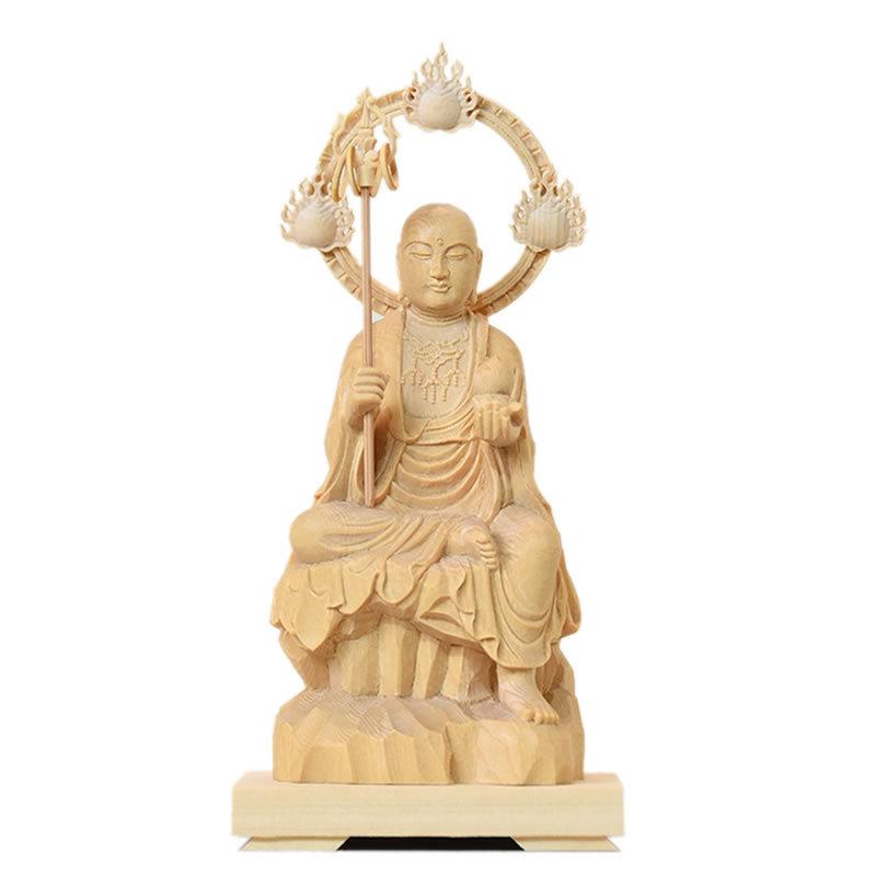 木彫り仏像 【地蔵菩薩半跏像】 桧木 坐2.0寸 総高16cm : 海宇 木彫り仏像 【地蔵菩薩半跏像】 桧木 坐2.0寸 総高16cm : 海宇