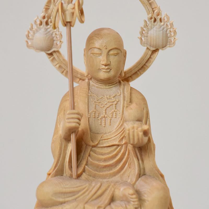 木彫り仏像 【地蔵菩薩半跏像】 桧木 坐2.0寸 総高16cm : 海宇 木彫り仏像 【地蔵菩薩半跏像】 桧木 坐2.0寸 総高16cm : 海宇