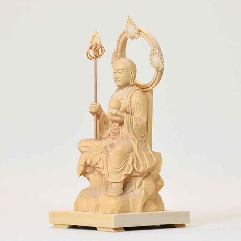 木彫り仏像 【地蔵菩薩半跏像】 桧木 坐2.0寸 総高16cm : 海宇 木彫り仏像 【地蔵菩薩半跏像】 桧木 坐2.0寸 総高16cm : 海宇