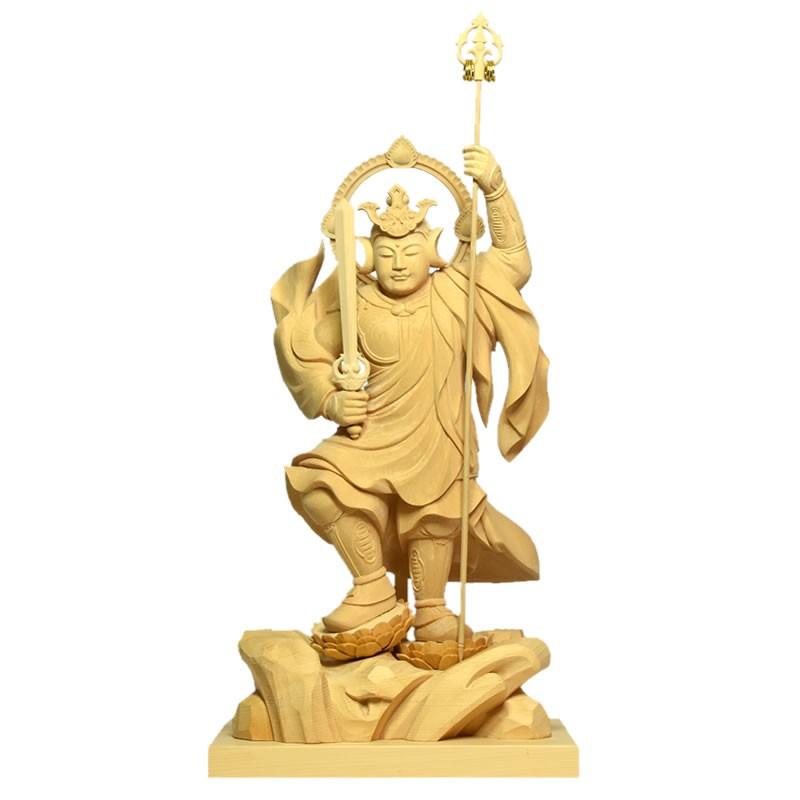 木彫り仏像 【勝軍地蔵尊(将軍地蔵)】 桧木 総高47cm : 海宇 木彫り仏像 【勝軍地蔵尊(将軍地蔵)】 桧木 総高47cm : 海宇