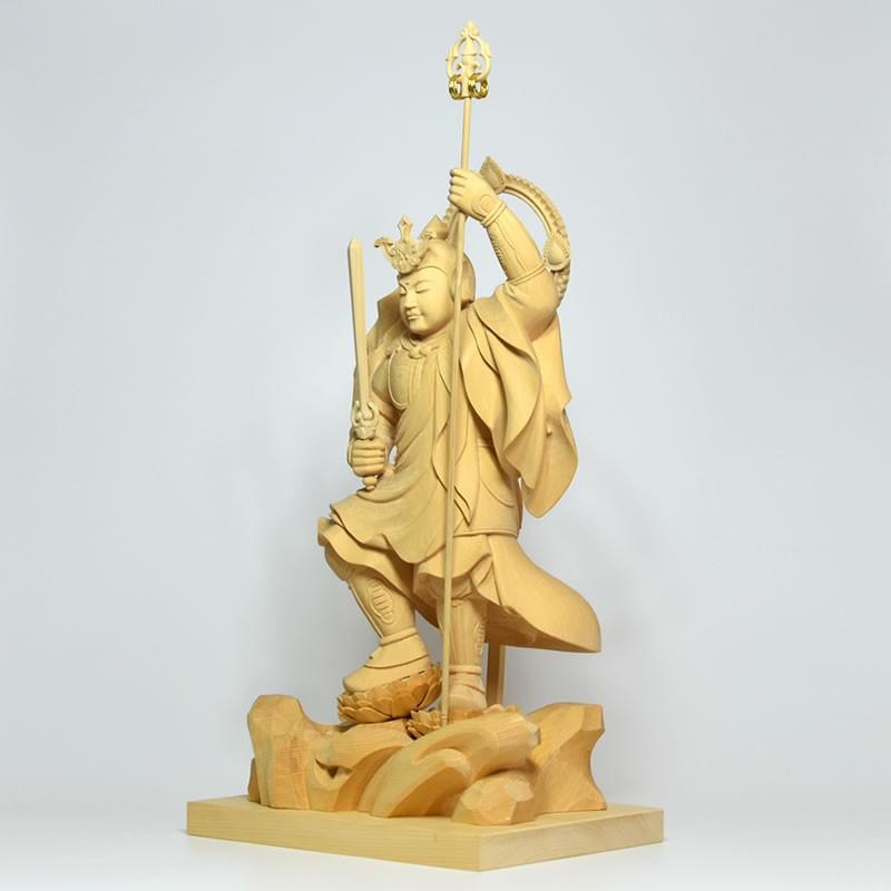 木彫り仏像 【勝軍地蔵尊(将軍地蔵)】 桧木 総高47cm : 海宇 木彫り仏像 【勝軍地蔵尊(将軍地蔵)】 桧木 総高47cm : 海宇
