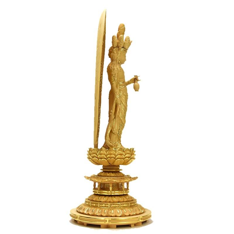 木彫仏像 【十一面観音菩薩立像】 桧木 切金仕上げ 立9.0寸 総高 木彫仏像 【十一面観音菩薩立像】 桧木 切金仕上げ 立9.0寸 総高