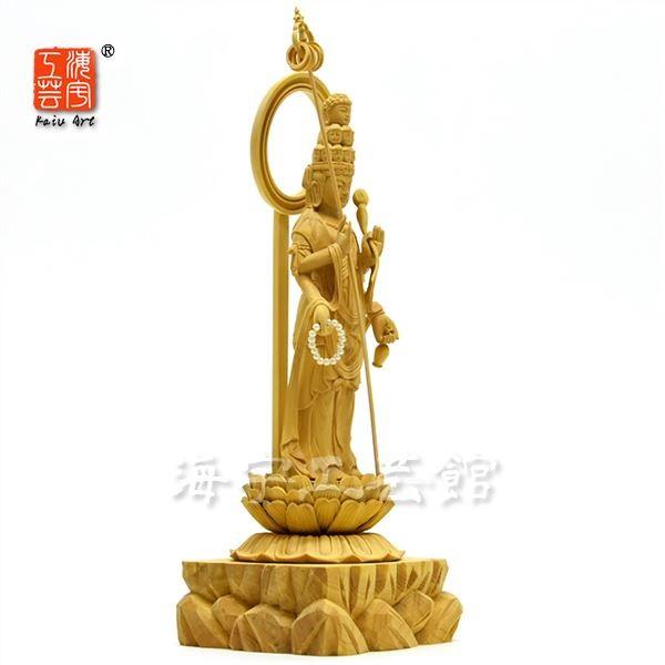 木彫り仏像 柘植【四臂十一面観音菩薩像】 蓮華岩台 立4.0寸 総 木彫り仏像 柘植【四臂十一面観音菩薩像】 蓮華岩台 立4.0寸 総