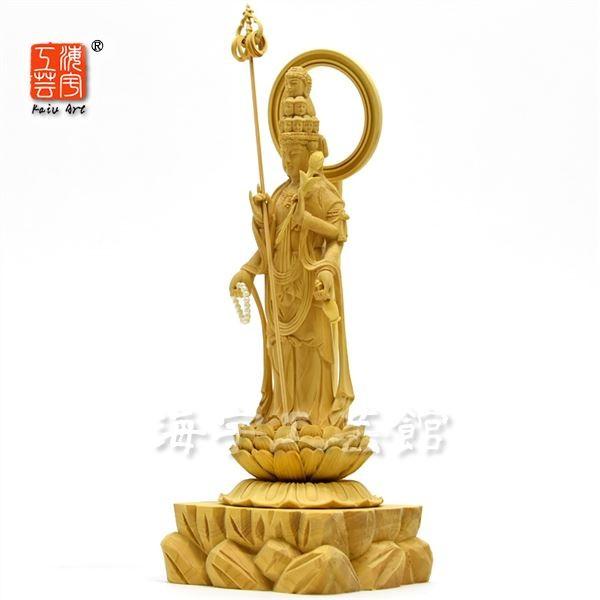 木彫り仏像 柘植【四臂十一面観音菩薩像】 蓮華岩台 立4.0寸 総 木彫り仏像 柘植【四臂十一面観音菩薩像】 蓮華岩台 立4.0寸 総
