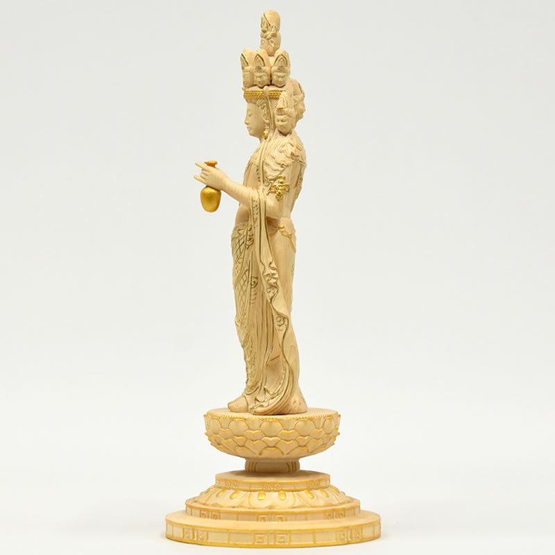 木彫り仏像 向源寺形【十一面観音菩薩立像】 桧木 立5.0寸 金泥 木彫り仏像 向源寺形【十一面観音菩薩立像】 桧木 立5.0寸 金泥
