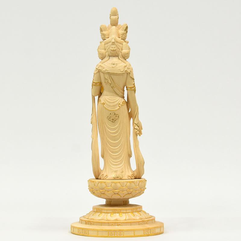 木彫り仏像 向源寺形【十一面観音菩薩立像】 桧木 立5.0寸 金泥 木彫り仏像 向源寺形【十一面観音菩薩立像】 桧木 立5.0寸 金泥