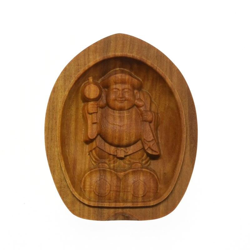 【新品・未使用】 香合仏　大黒天　白檀　仏龕　懐中仏　大黒 開運招福 木彫り香合仏/懐中仏 【大黒天】白檀（びゃくだん）縦5.7cm