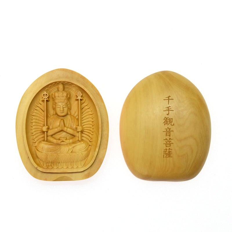 木彫り 仏像 干支 お守り本尊 柘植 香合仏/懐中仏 ※紙箱入れ : 海宇