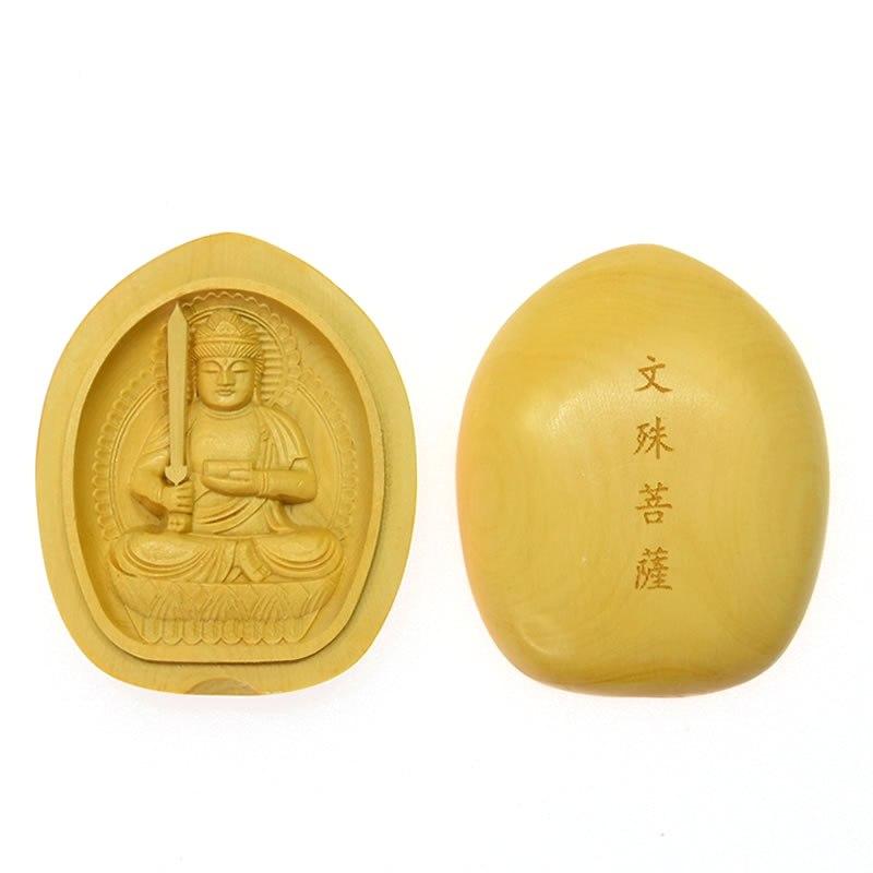 木彫り 仏像 干支 お守り本尊 柘植 香合仏/懐中仏 ※紙箱入れ : 海宇