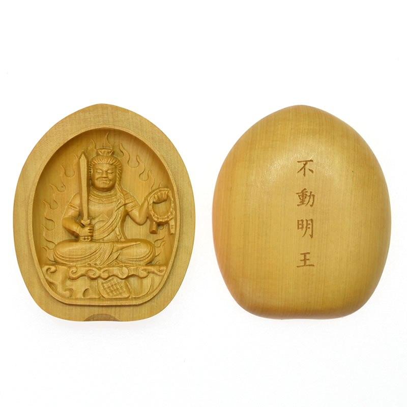 木彫り 仏像 干支 お守り本尊 柘植 香合仏/懐中仏 ※紙箱入れ : 海宇